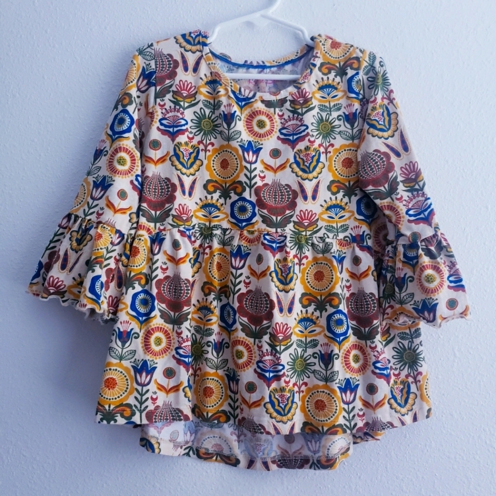 Ruffle Butts Floral Belle Sleeve Preppy Blouse